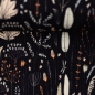 Preview: Fein Rib Jersey / Rippjersey - Mia von Swafing - Blätter und Blumen auf Dunkelblau