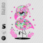 Preview: Bügelbild - " Flamingo (Blumen) "
