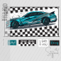 Preview: Bügelbild - "Rallyeauto BLAU" - SET