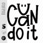 Preview: Bügelbild - " U can do it " - #schwarz mit Smilie