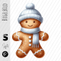 Preview: Bügelbild -  " Lebkuchenmännchen mit weißer Mütze "