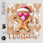 Preview: Bügelbild -  " Merry Christmas mit Lebkuchenmännchen "