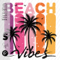 Preview: Bügelbild - " Beach Vibes Palmen " #Pink/gelb