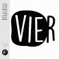 Preview: Bügelbild - " VIER - Button - ca. 14-15cm " - schwarz
