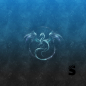 Preview: Einzel Panel " DRACHE " - Grunge Verlauf - #dunkelgrau/royal - Bio French Terry