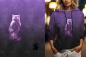 Preview: Einzel Panel " EULE " - Grunge Verlauf - #dunkelgrau/lila - Bio French Terry
