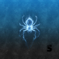 Preview: Einzel Panel " SPINNE " - Grunge Verlauf - #dunkelgrau/royal - Bio French Terry