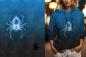 Preview: Einzel Panel " SPINNE " - Grunge Verlauf - #dunkelgrau/royal - Bio French Terry