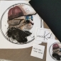 Preview: Patch / Aufnäher  - "Katze mit Cap" - SCHWARZ/WEIß