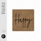 Preview: Bügelbild - Label - Happy - ca. 3 cm x 3 cm