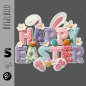 Preview: Bügelbild -  " HAPPY EASTER #stickoptik "