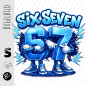 Preview: Bügelbild -  " Six Seven 67 # Blue 1 "