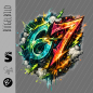 Preview: Bügelbild -  " Six Seven 67 # Blau/rot "