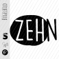 Preview: Bügelbild - " ZEHN - Button  " - schwarz