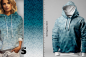 Preview: GEO VERLAUF - #hellgrau/petrol/blau - Bio French Terry