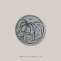 Preview: Label  " Palmenlines - Rund " -  ca. 5 cm - Kunstleder ++ Farbauswahl ++