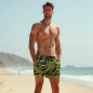 Preview: BADEHOSENSTOFF - (gewebt, nicht elastisch) - " Strokes - Schwarz/Lime "