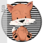 Preview: Patch / Aufnäher  - Streifen schwarz weiß - Fuchs sitzend
