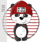 Preview: Patch / Aufnäher  - Panda Lou - Streifen Rot - Rund