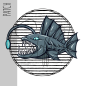 Preview: Patch / Aufnäher  - Fisch - Streifen