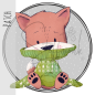 Preview: Patch / Aufnäher  - Fuchs sitzend - Grauer Hintergrund
