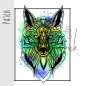 Preview: Patch / Aufnäher  - Fox Geometrik - Grün - Hochkant