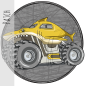 Preview: Patch / Aufnäher  - Monstertruck HAI - Gelb