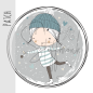 Preview: Patch / Aufnäher  - Mädchen mit Schlittschuhen - grauer Hintergrund