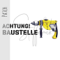 Preview: Patch / Aufnäher  - "Achtung Baustelle" - mit Bohrmaschine
