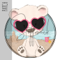Preview: Patch / Aufnäher  -  "Weißer Bär mit Herz-Sonnenbrille"