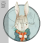 Preview: Patch / Aufnäher  - Hase mit Karotten - Blau