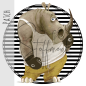 Preview: Patch / Aufnäher  -  "Starkes Nashorn" - Streifen schwarz weiß