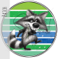 Preview: Patch / Aufnäher  - Waschbär - Streifen grün