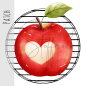 Preview: Patch / Aufnäher  - Apfel Herz - Rund