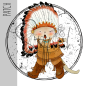 Preview: Patch / Aufnäher  - Indianer - Sprenkel weiß/schwarz