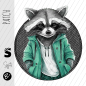 Preview: Patch / Aufnäher  - Racoon #emerald - Fischgrät Button
