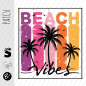 Preview: Patch / Aufnäher  - Beach Vibes #pink/gelb - Rechteck