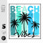Preview: Patch / Aufnäher  - Beach Vibes #blau Töne - Rechteck