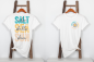 Preview: Bügelbild Set - Front & Back - "SALT water ..... - Petrol/Hellorange/Rosa"