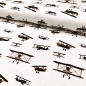 Preview: Digitaler Baumwoll Jersey - Flugzeuge hellbraun