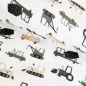 Preview: Musselin Double Gauze - Baustellen Trucks - Grün Beige