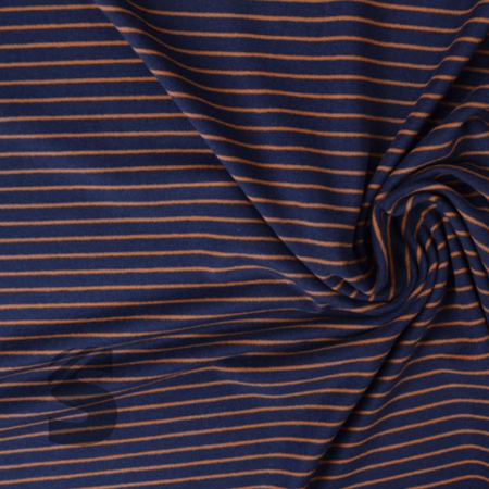 Kuschel Jersey - Streifen - # blau/rost