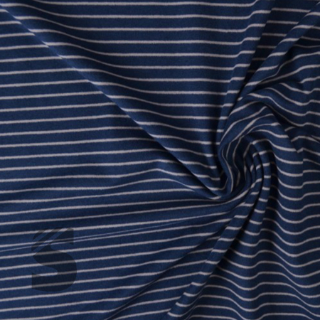Kuschel Jersey - Streifen - # dunkelblau/hellgrau