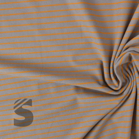 Kuschel Jersey - Streifen - # grau/gelborange