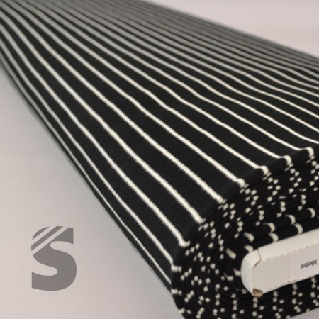 Kuschel Jersey - Streifen - # schwarz/weiss