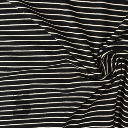 Kuschel Jersey - Streifen - # schwarz/weiss