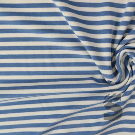 Kuschel Jersey - Streifen - # hellblau/weiss