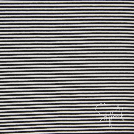 Bündchen Gestreift Schwarz/Weiß Glatt - 3mm