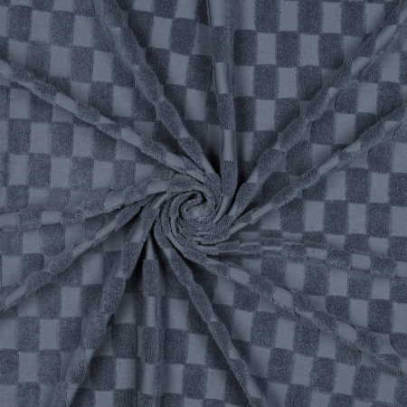 Frottee Jersey Stoff - Karos #blau