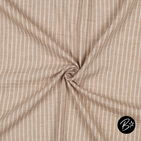 Musselin Double Gauze - Streifen #beige/weiss